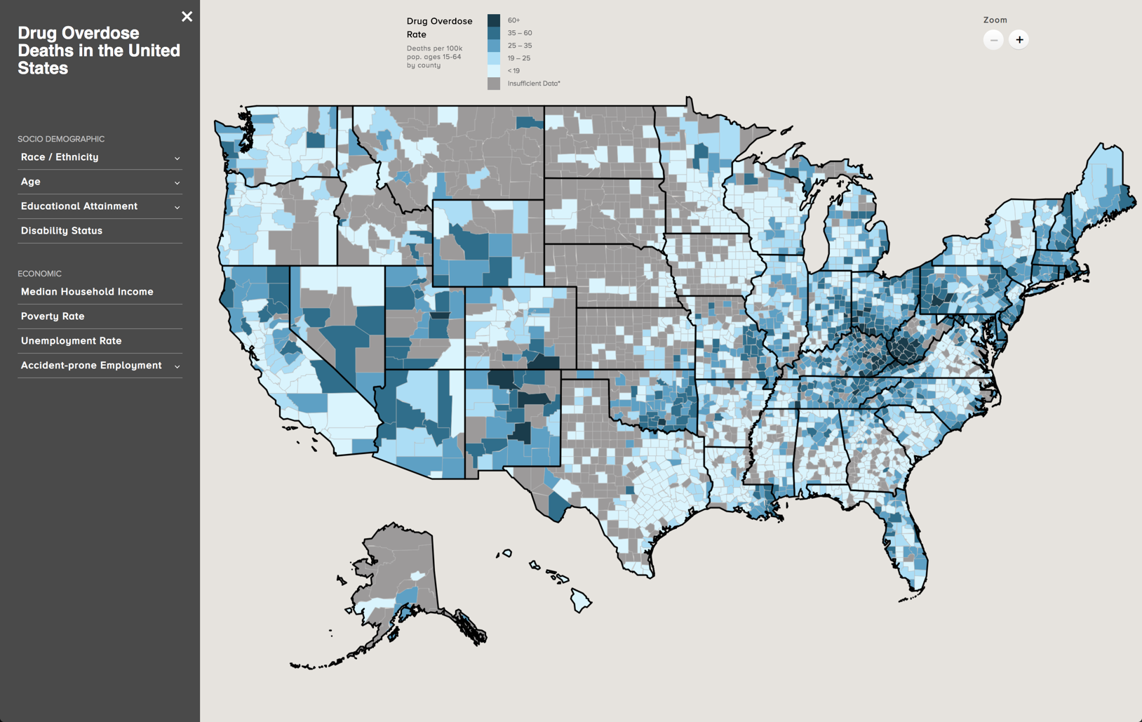 Map of Drug Overdose Deaths in the United States